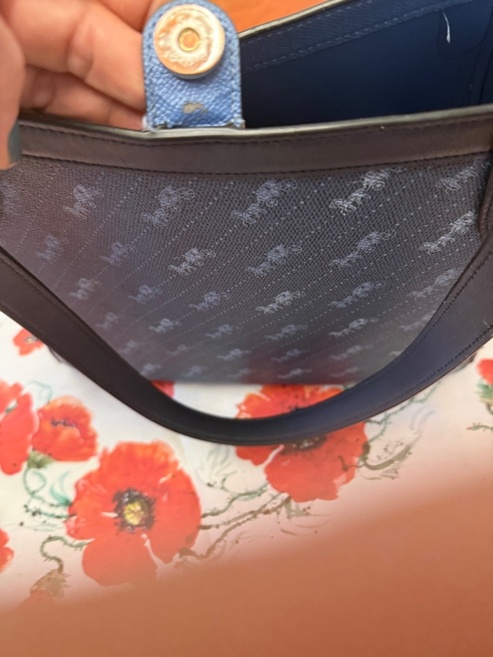 Coach Blue Signature Canvas Tote with Leather Trim - Picture 5 of 5